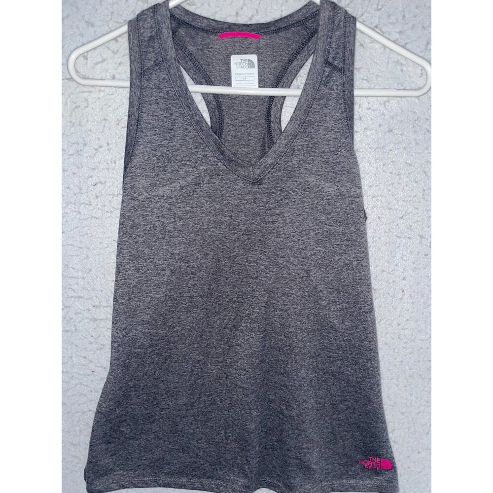 North Face Tank Top Womens S Sleeveless Lightweight Stretch Gray V-neck Sport